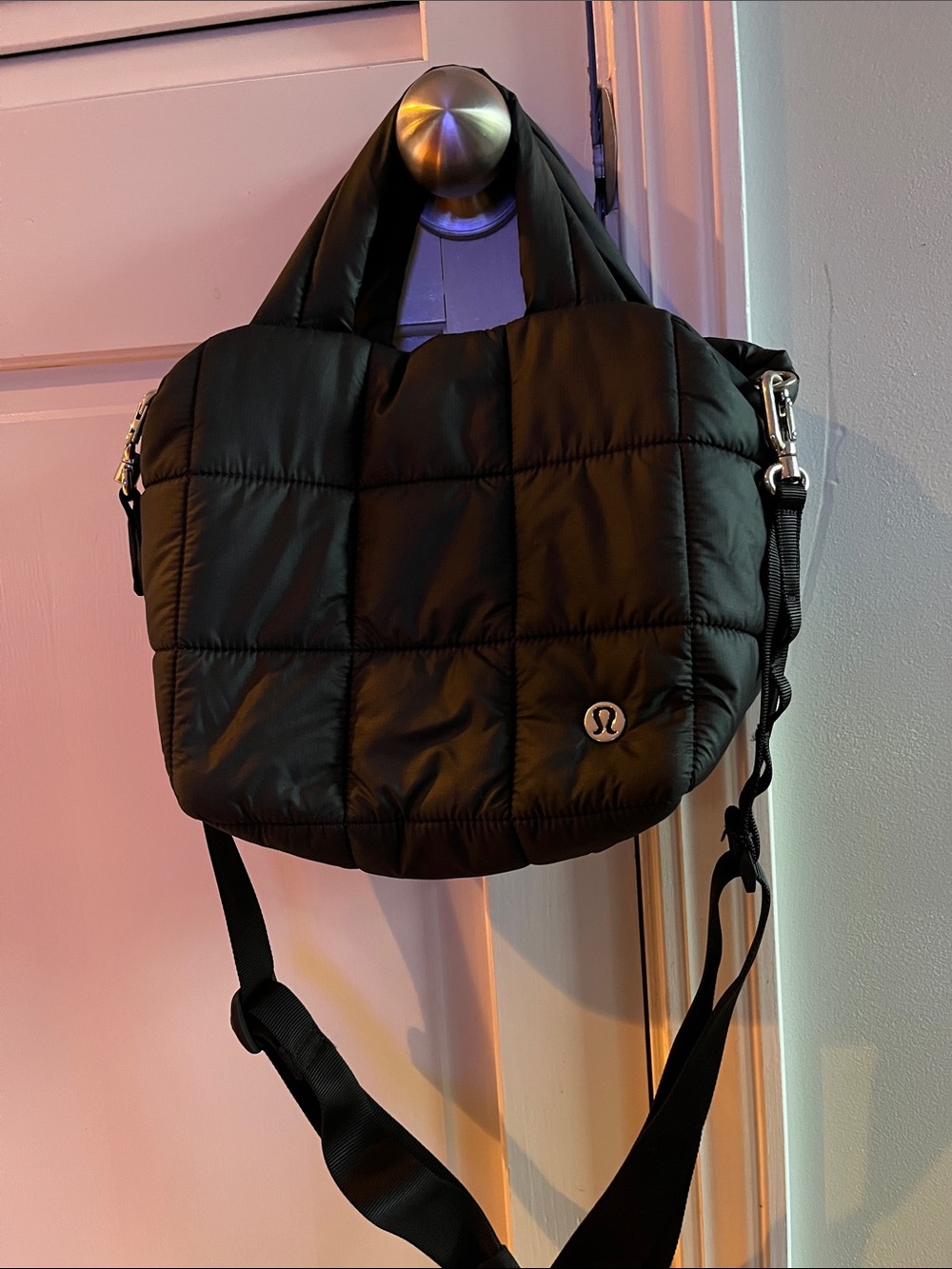 lululemon athletica Black Quilted Puffer Crossbody Bag